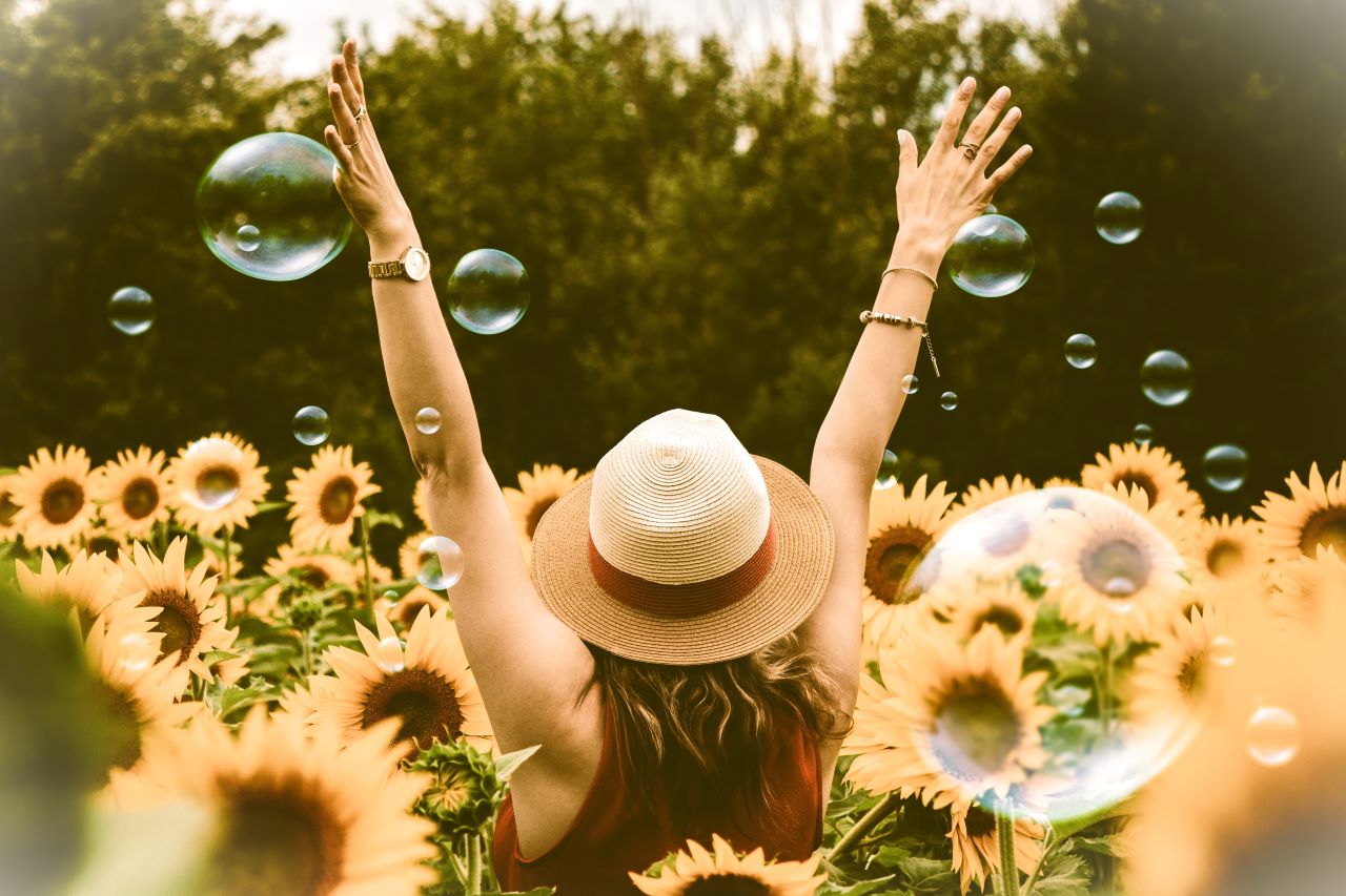 empowered woman in flowers